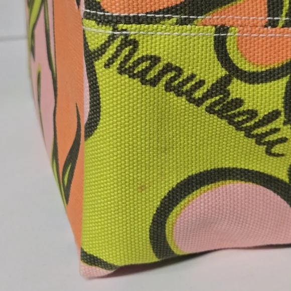 Vntg Manuheali'i (RARE) Multicolor Floral Canvas Tote Bag 10"X10"X6 1/2" Stp 20" - Picture 11 of 12
